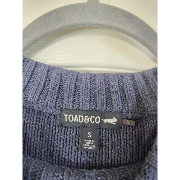 Toad & Co Blue Cambridge Cable Knit Long Sleeve Classic Sweater, Women's Small - Picture 2 of 12